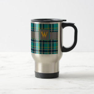 Karierte Tasse Blau und Orange