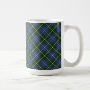 Karierte Tasse von blauem und grünem Tartan