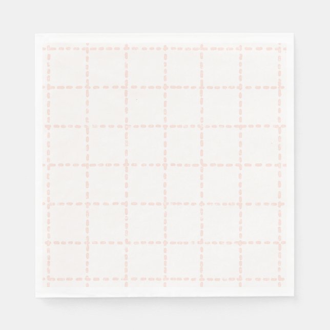 Karierte Teller aus rosa gestrichenem Papier - Par Serviette (Vorderseite)