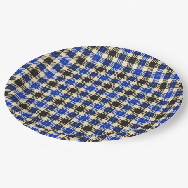 Karierte Teller für Navy Blue und Black Tartan (Schrägansicht)