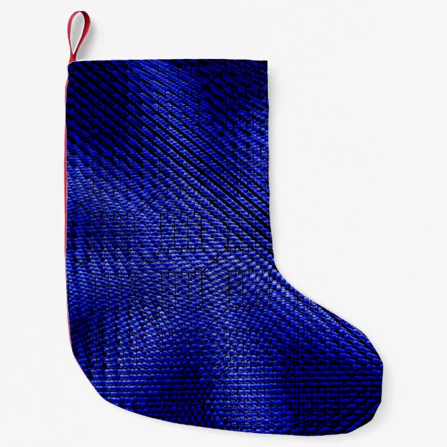 Karierte Textilien in Blau und Schwarz Kleiner Weihnachtsstrumpf (Vorderseite)