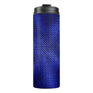 Karierte Textilien in Blau und Schwarz Thermosbecher