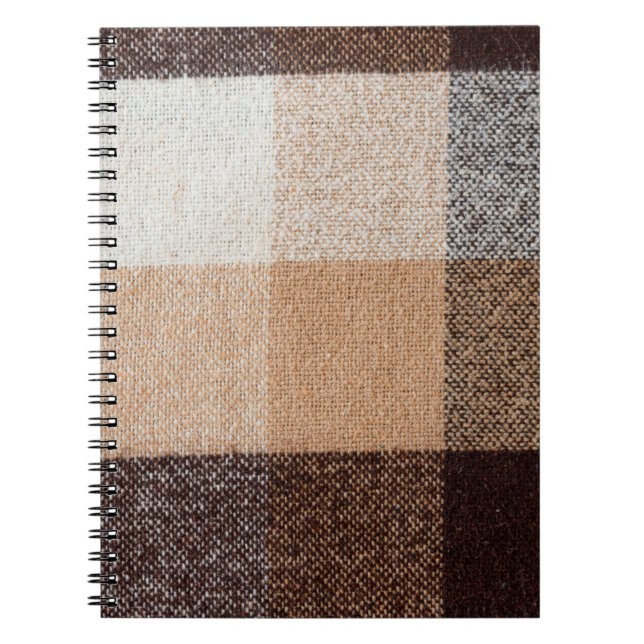 Karierte Textur aus brauner, karierter Wolle. Tart Notizblock (Vorderseite)