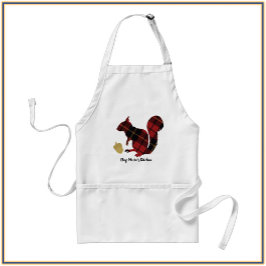 Karierte Textur Rot und Gold Eichhörnchen und Acor Schürze