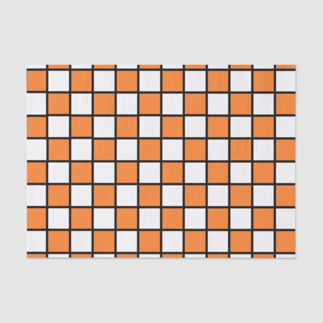 Karierte umrissene Orange und Schwarzes Seidenpapier (Vorderseite)