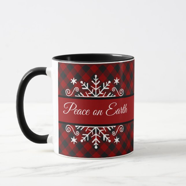 Karierte und Schneeflocken-Tasse Tasse (Links)