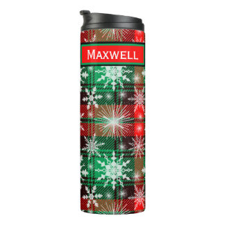 Karierte und Schneeflocken Weihnachtsmuster 1 mit  Thermosbecher