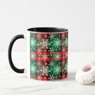 Karierte und Schneeflocken Weihnachtsmuster 1 Tass Tasse