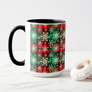 Karierte und Schneeflocken Weihnachtsmuster 1 Tasse