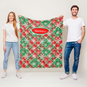 Karierte und Schneeflocken Weihnachtsmuster 2 mit  Fleecedecke