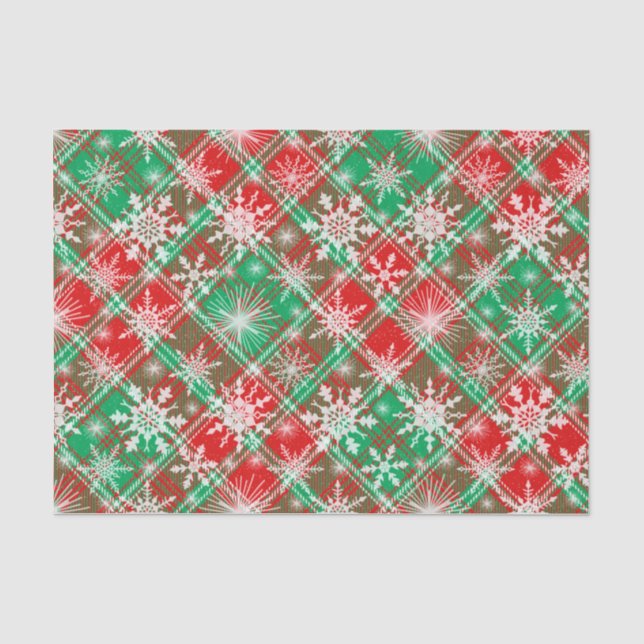 Karierte und Schneeflocken Weihnachtsmuster 2 Seidenpapier (Vorderseite)