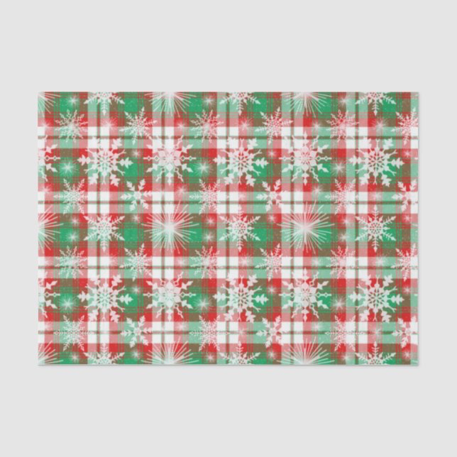 Karierte und Schneeflocken Weihnachtsmuster 3 Seidenpapier (Vorderseite)