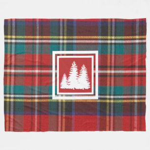 Karierte und weiße Pinienbäume Silhouette Tartan Fleecedecke