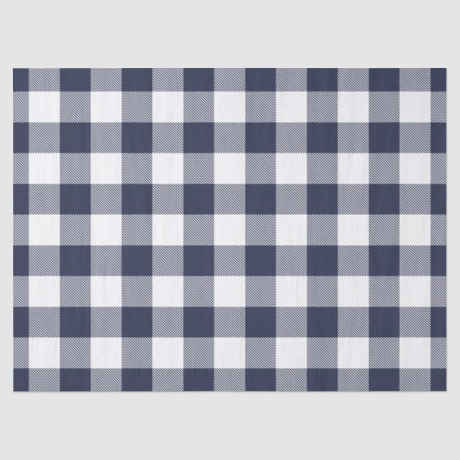 karierte Verpackung aus blauem Gingham Seidenpapier (Vorderseite)