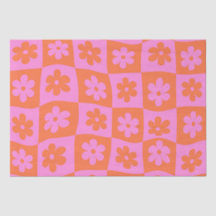 Karierte verzerrte Retro-Rosa- und Orangefarbene B Seidenpapier