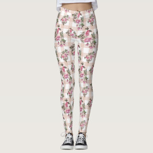 Karierte Wasserfarbe Rose Wasserfarbe Leggings Fra