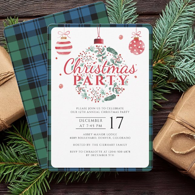 Karierte Weihnachten Einladung (Elegant Rustic Plaid Christmas Holidays Party Campbell Tartan Invitation)