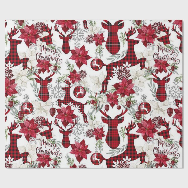 Karierte Weihnachten Geschenkpapier (Flach)
