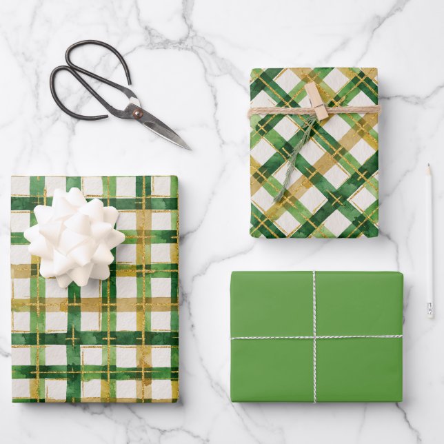 Karierte Weihnachten Geschenkpapier Set (Vorderseite)