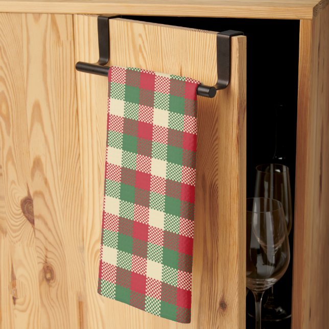 Karierte Weihnachten Geschirrtuch (Drittel gefaltet)