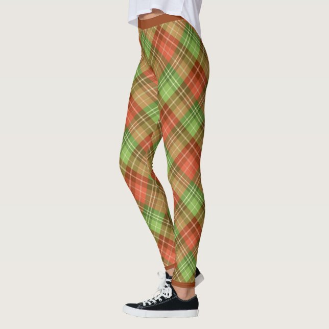 Karierte Weihnachten in Rot und Grün Leggings (Links)