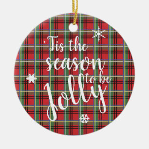 Karierte Weihnachten in Rot und Grün Tartan Keramikornament