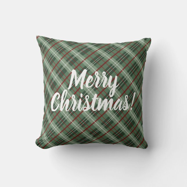 Karierte Weihnachten individuell anpassbar Kissen (Vorderseite)