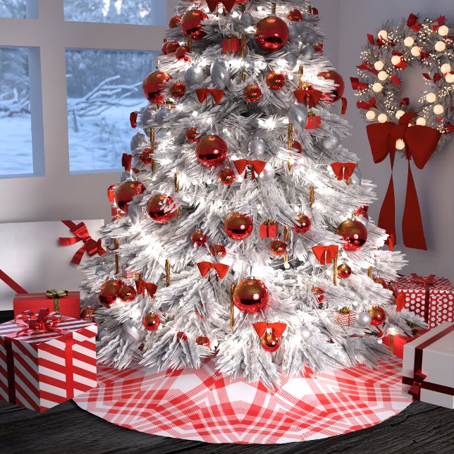 Karierte Weihnachten Polyester Weihnachtsbaumdecke (Von Creator hochgeladen)