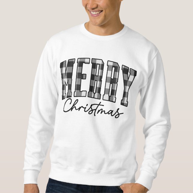 Karierte Weihnachts-Sweatshirt | Männergrau Sweatshirt (Vorderseite)