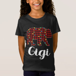 Karierte Weihnachtsbeleuchtung Gigi Bear Xmas Paja T-Shirt