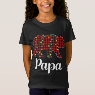 Karierte Weihnachtsbeleuchtung Papa Bear Xmas Paja T-Shirt