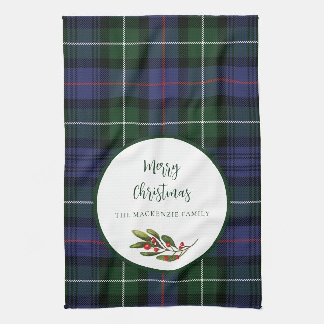 Karierte Weihnachtsfamilie MacKenzie Tartan Geschirrtuch (Vertikal)