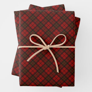 Karierte Weihnachtsferien in Rottaren Geschenkpapier Set