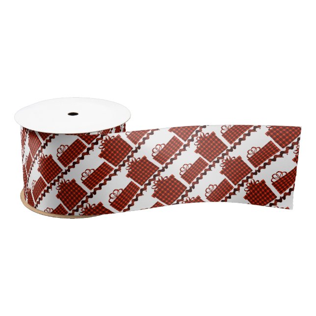 Karierte Weihnachtsgeschenke Satinband (Spule)