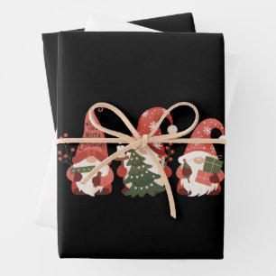 Karierte Weihnachtsgnome Santa Lustiges Frohe Weih Geschenkpapier Set