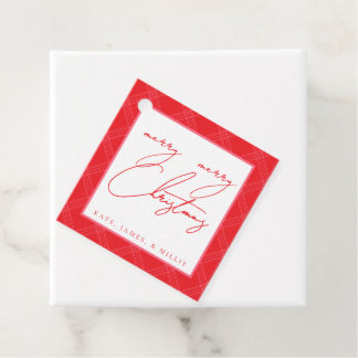Karierte Weihnachtsmarken - Rot & Hot Rosa Geschenkanhänger