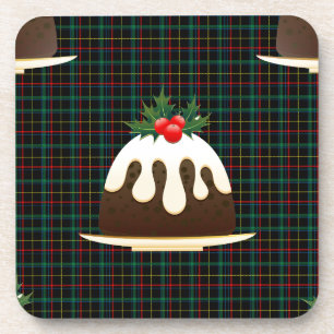 karierte Weihnachtspuddings Getränkeuntersetzer