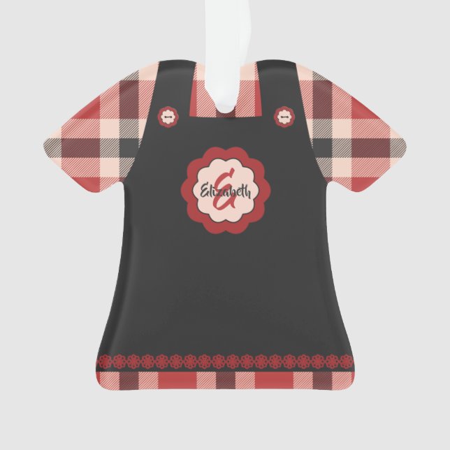 Karierte Weihnachtsschneeflocke Pinafront Maßgesch Ornament (Vorderseite)