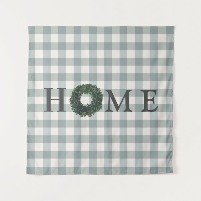Karierte ZUHAUSE Farmhouse Gingham Country Stilvol Wandteppich (Vorderseite)