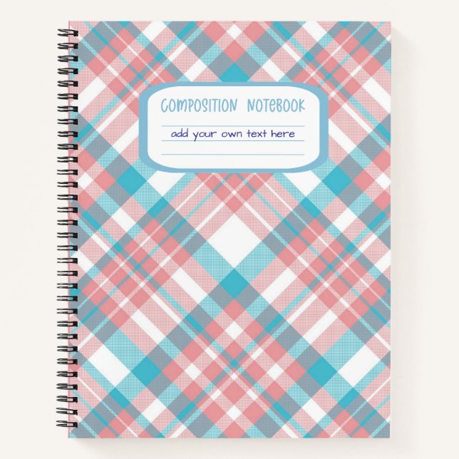 Karierte Zusammensetzung von Preppy Blue und Pink Notizbuch (Vorderseite)