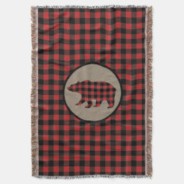 Karierter Bär aus Red Black Buffalo Decke