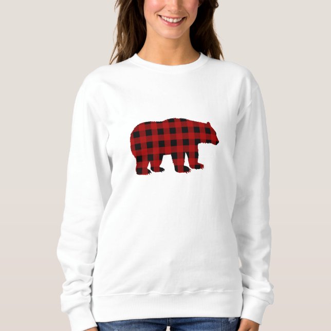 Karierter Bär, Rot und Schwarz Buffalo Sweatshirt (Vorderseite)