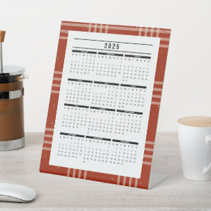 karierter Bereitschaftskalender 2025 - Jahr auf Bl Sockelschild