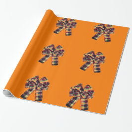 Karierter Bogen auf Orange Wrapping Paper Geschenkpapier