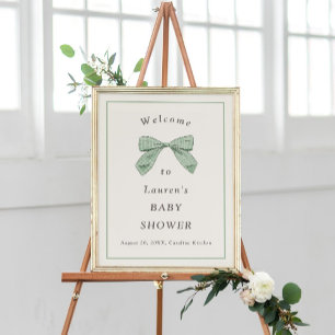 Karierter Bow mit leichter Sage Elegante Babydusch Poster