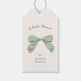 Karierter Bow mit leichter Sage Elegante neutrale Geschenkanhänger