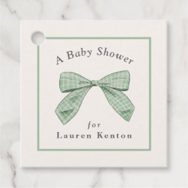 Karierter Bow mit leichter Sage Elegante neutrale Geschenkanhänger
