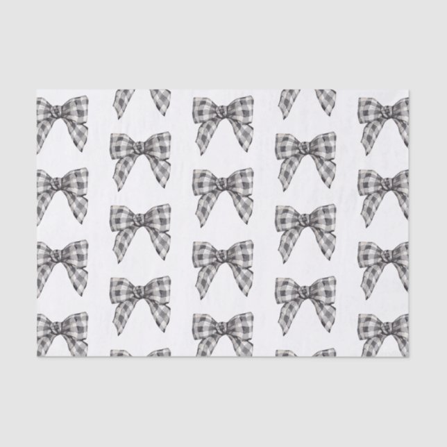 Karierter Büffel in Wasserfarbe Schwarz und Weiß Seidenpapier (Vorderseite)