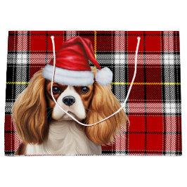 Karierter Cavalier Spaniel Dog Lover Holiday Große Geschenktüte