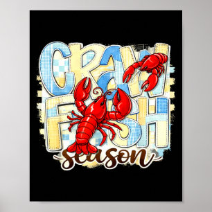 Karierter Crawfish-Saison lustiger Louisiana-Meere Poster